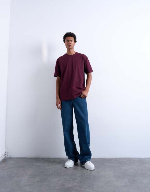 Topman – 3er-Pack Relaxed-Fit-T-Shirts in Schwarz, Marineblau und Burgunderrot , 5 von 5