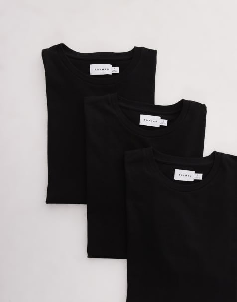 Topman – 3er-Pack T-Shirts in Schwarz in regulärer Passform - view 1