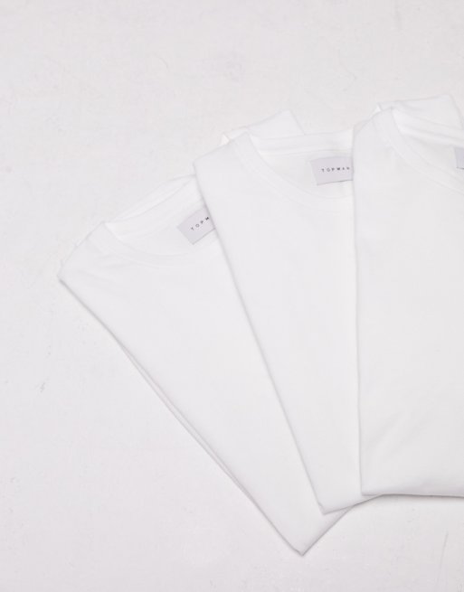 Topman – 3er-Pack T-Shirts in Weiß in regulärer Passform