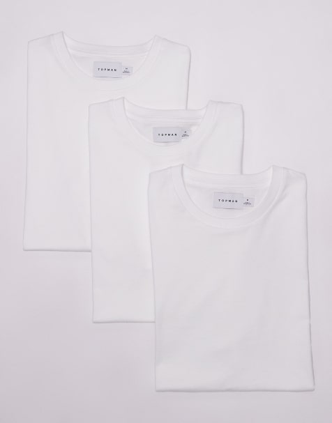 Topman – 3er-Pack T-Shirts in Weiß in regulärer Passform - view 1