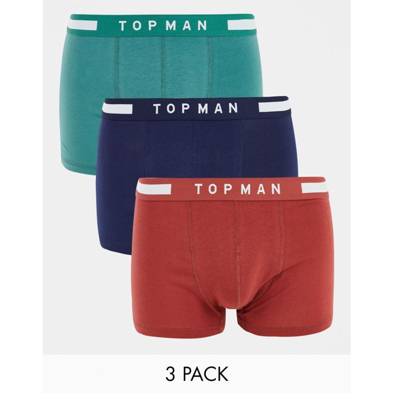 Topman – 3er-Pack Unterhosen in Marine/Grün/Rot