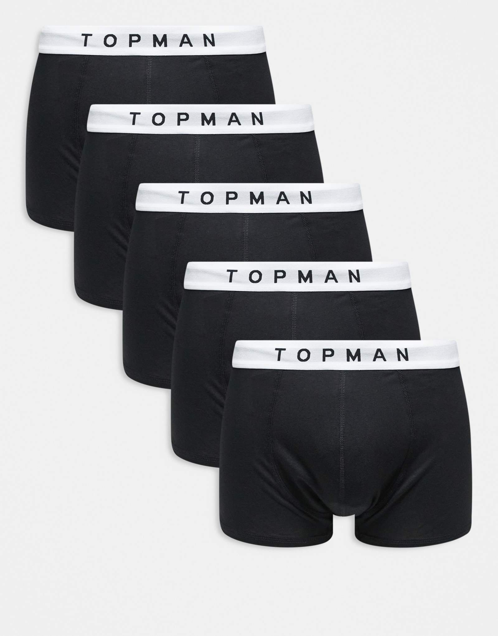 Трусы-боксеры Topman из 5 упаковок черного цвета с белыми поясами