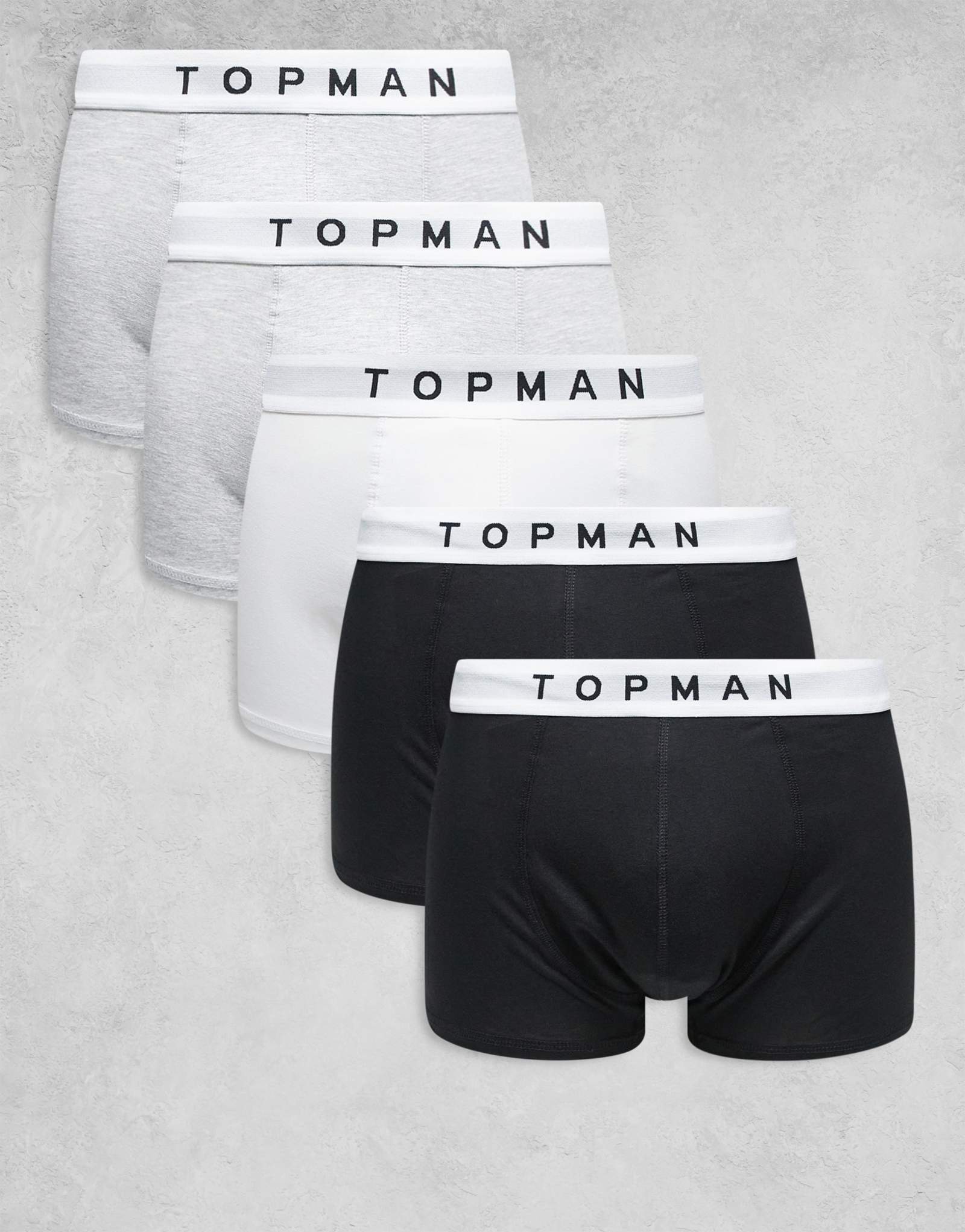 Трусы Topman из 5 комплектов черного, белого и серого цветов с белыми поясами