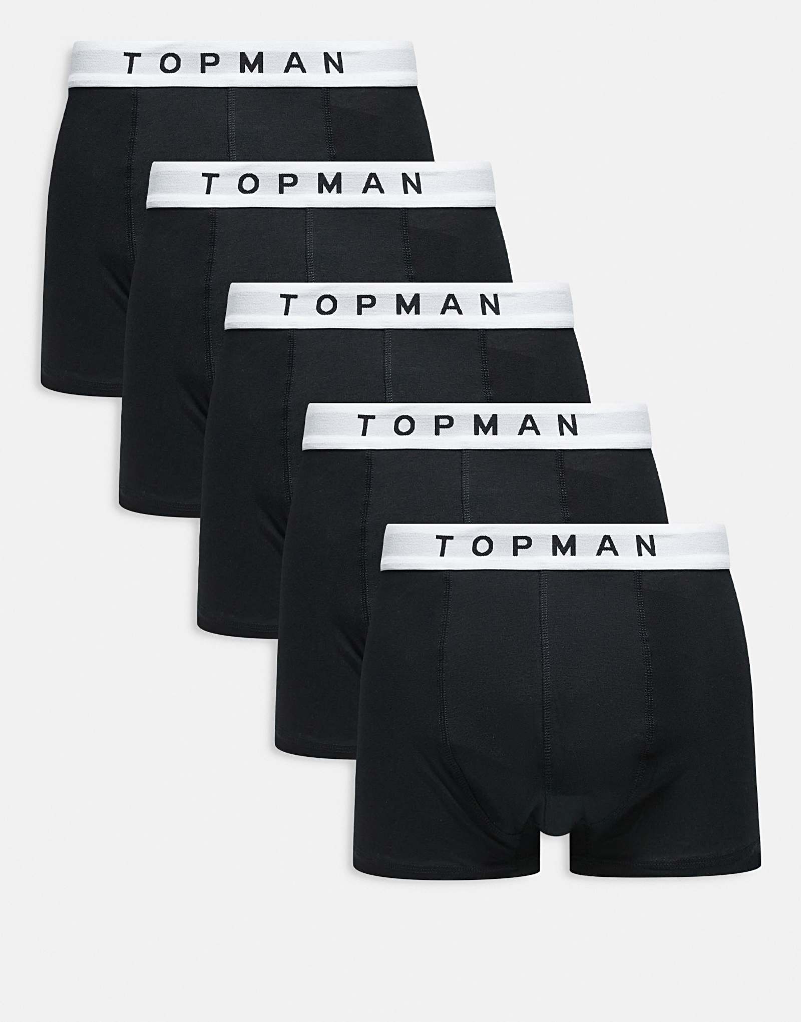 Трусы Topman из 5 упаковок черного цвета с белыми поясами