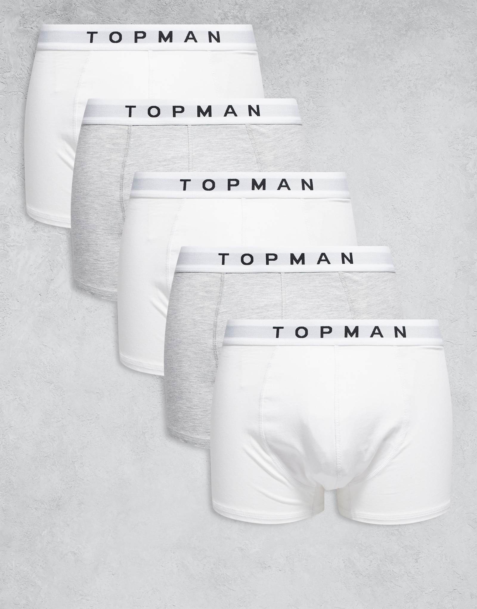 Трусы Topman из 5 упаковок белого и серого вереска с белыми поясами