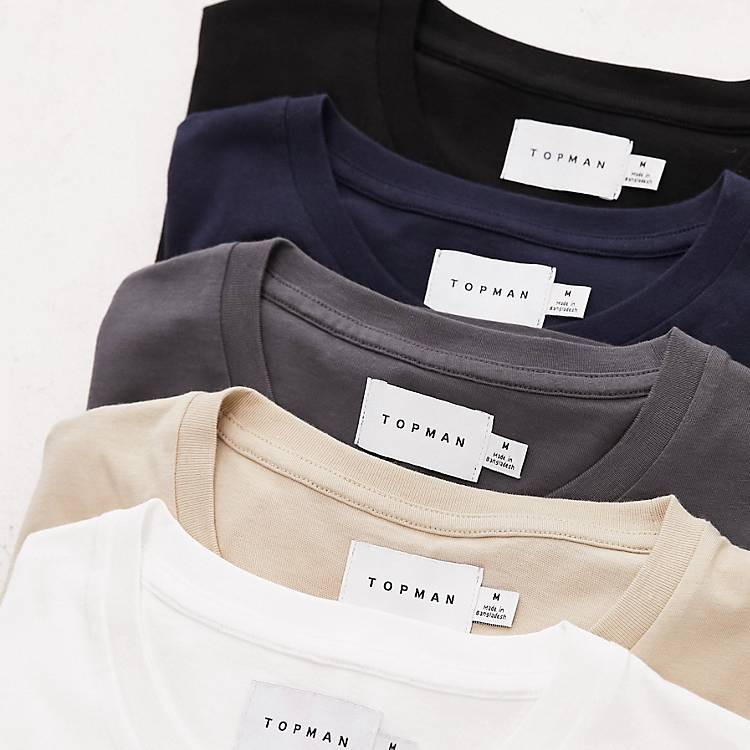 white, stone and navy, grey - shirt in black | Topman 5 pack classic fit t  - Cra-wallonieShops, VETEMENTS My Name Is Vetements T-shirt Rosa