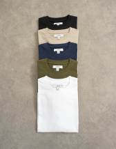 Topman 5 pack classic fit t-shirt in black, white, stone, navy and khaki