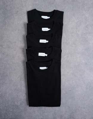 Topman 5 Pack Classic Fit T-shirt In Black