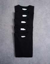 Topman 5 pack classic fit t-shirt in black