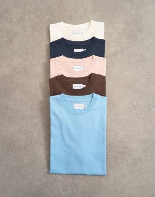 Topman 5 Pack Classic Fit T-shirt In White