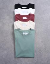 Topman 5 pack classic fit t-shirt in white, ecru, khaki, black and burgundy