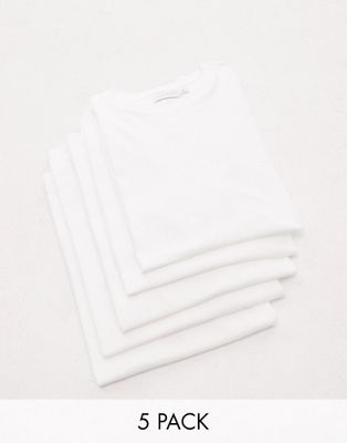Topman 5 pack classic fit t-shirt in white - ASOS Price Checker