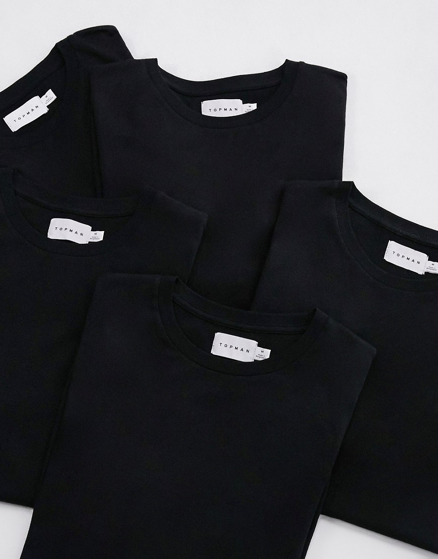 Topman 5 pack classic t-shirt in black