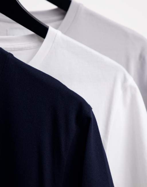 Topman 5 pack cotton classic t-shirt in white, black, grey, khaki and navy - MULTI, 4 of 4