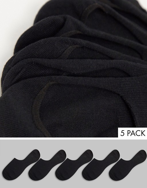 Topman 5 pack invisible socks in black