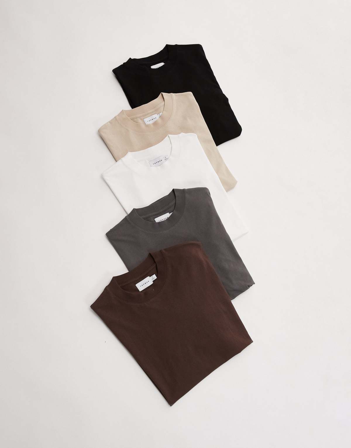 Topman 5 pack oversized fit t-shirt in black, white, grey, stone and brown