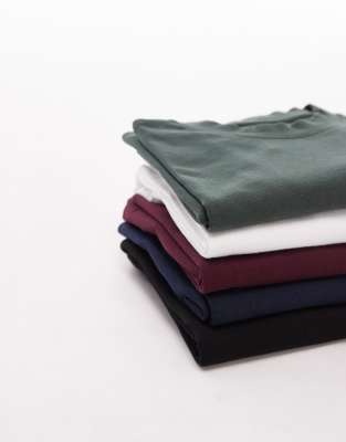 Topman 5-pack Oversized Fit T-shirts In Multi