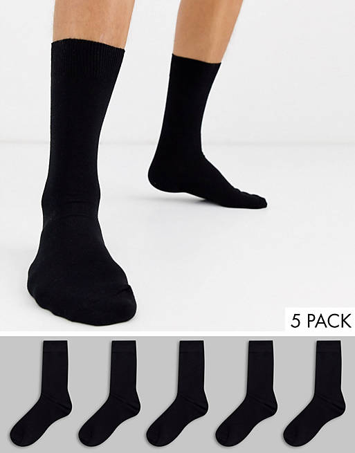 Topman 5 pack plain socks in black