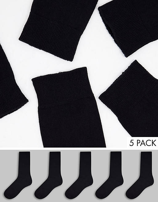Topman 5 pack plain socks in black