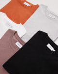 [Topman] Topman 5 pack regular t-shirt in black, white, light grey, rust and mink-Multi XS MULTI