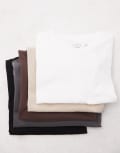 [Topman] Topman 5 pack regular t-shirt in black, white, stone, charcoal and brown-Multi XS MULTI