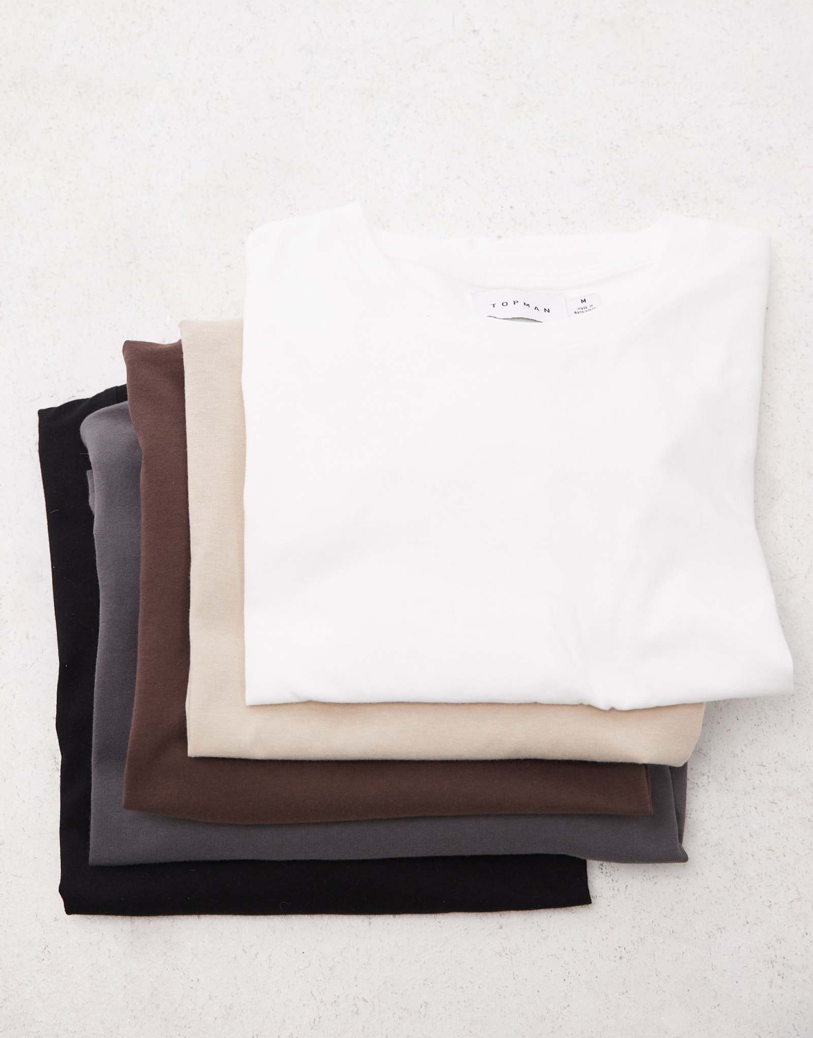 Комплект из 5 футболок Topman черного, белого, кремового, угольного и коричневого цветов