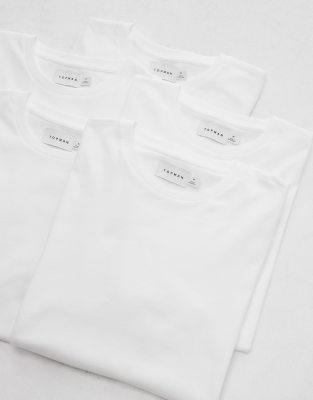 Topman 5-pack Regular T-shirts In White