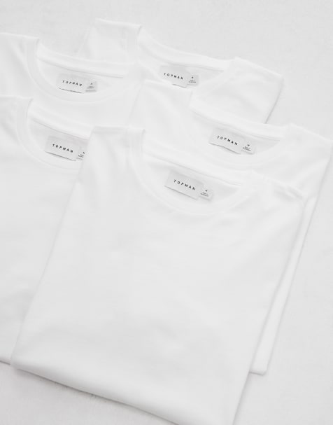 Topman 5-pack regular T-shirts in white - view 1