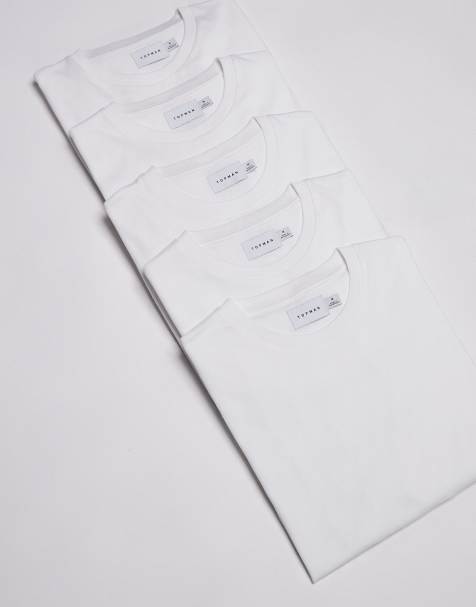 Topman 5-pack regular T-shirts in white - view 1