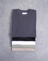 Topman 5 pack relaxed fit t-shirt in black, white, beige, sage and charcoal 