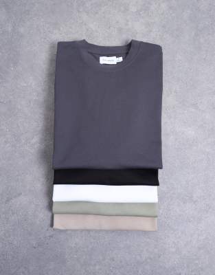 Topman 5 Pack Relaxed Fit T-shirts In Gold