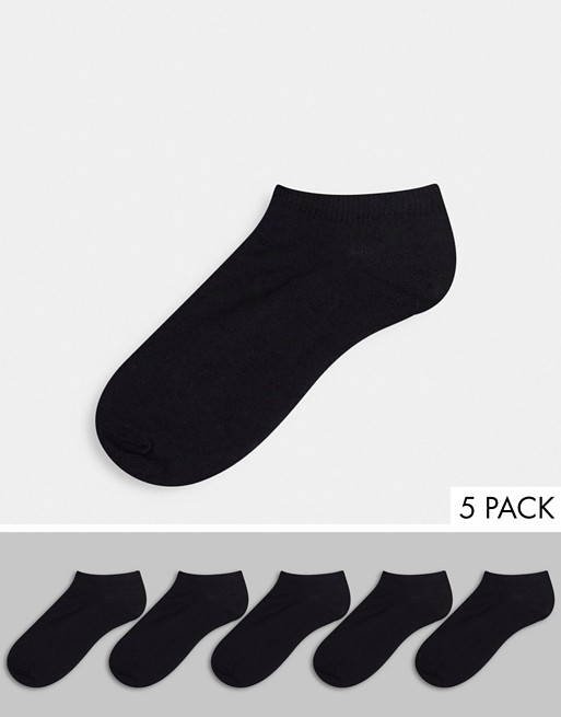Topman 5 pack trainer socks in black