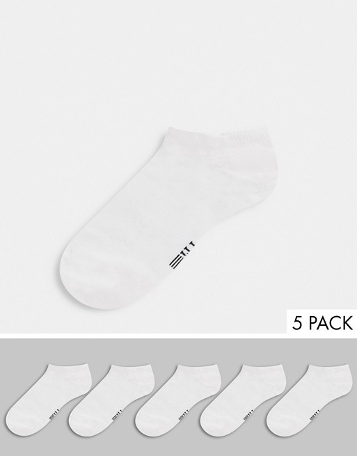 Topman 5 pack trainer socks in white