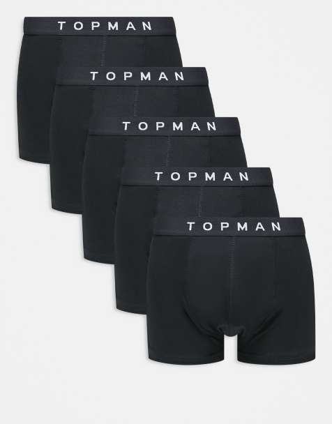 Topman 5 pack trunk in black with black waistbands - view 1