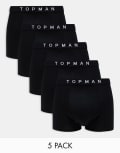 [Topman] Topman 5 pack trunks in black with black waistbands-Multi S MULTI