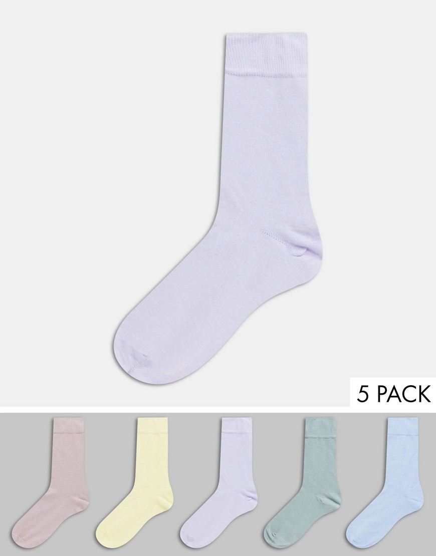 Topman 5 pack tube socks with rainbow print-Multi