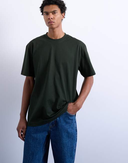 Topman – 5er-Pack locker geschnittene T-Shirts in Schwarz, Weiß, Ecru, Dunkelgrün und Anthrazit , 2 von 5