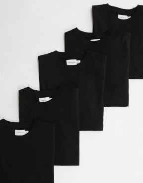 Topman – 5er-Pack T-Shirts in Schwarz in regulärer Passform - view 1