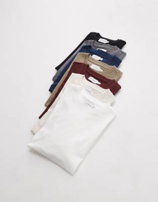 Topman 7 Pack Regular Fit T-shirts In Multi