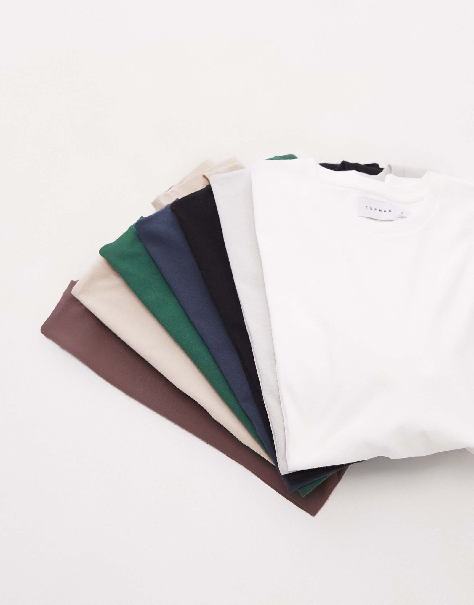 Комплект из 7 футболок Topman черного, белого, кремового, коричневого, угольного, темно-синего и зеленого цветов