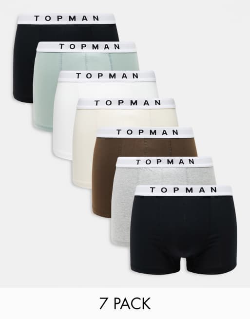 Topman 7 pack trunks in black, white, gray heather and neutrals