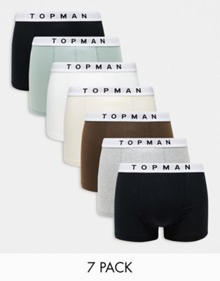 Topman 7 pack trunks in black, white, grey marl and neutrals
