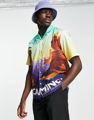 Topman 90's oversized shirt in landscape print  - ASOS Price Checker
