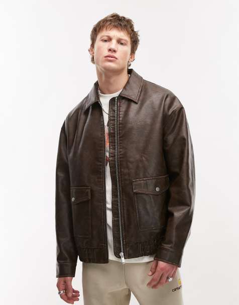 Topman – A2 – Brązowa kurtka z imitacji skóry - view 1
