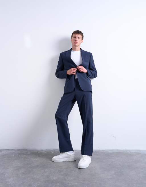 Topman - Abito vestibilità comoda blu navy effetto lana
