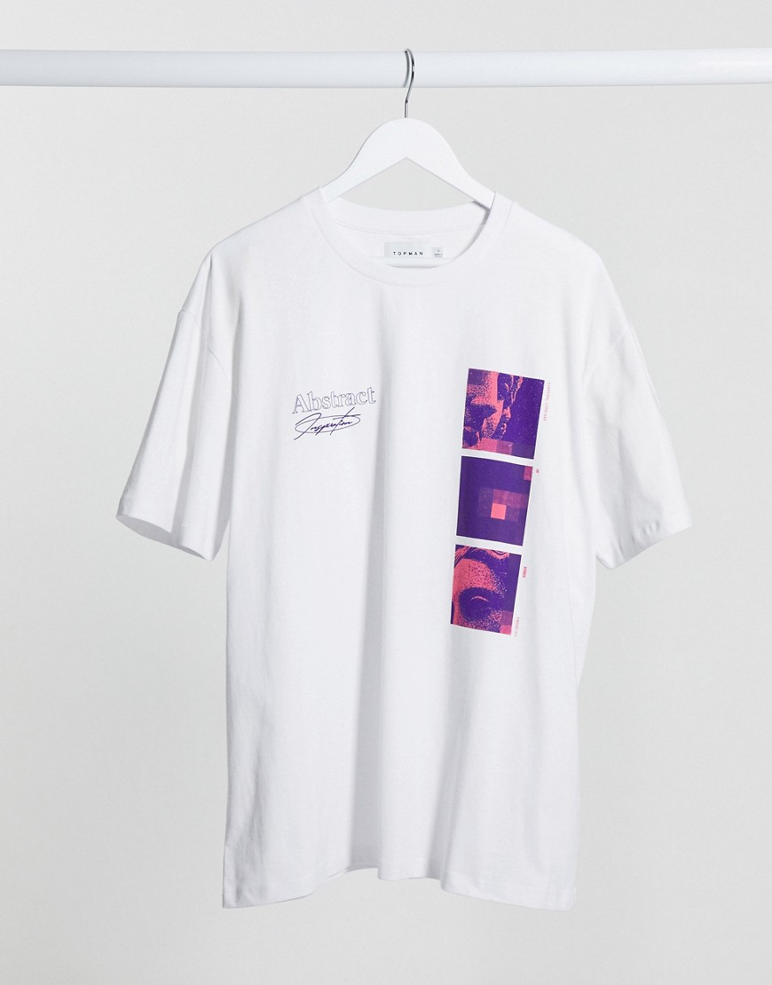 Topman abstract block print t-shirt in white