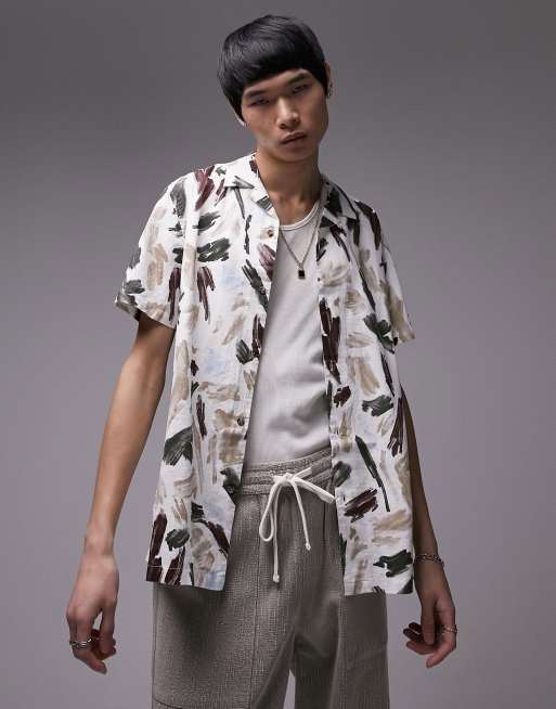 Topman abstract brush print shirt in multi