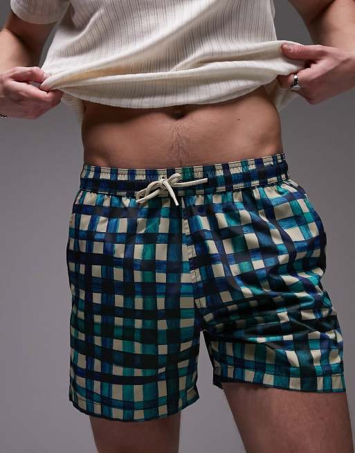 Topman abstract check swim short