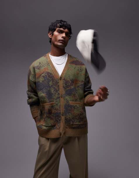 Topman abstract pattern oversized cardigan - view 1