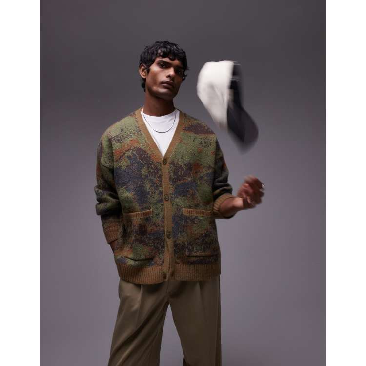 Topman abstract pattern oversized cardigan | ASOS
